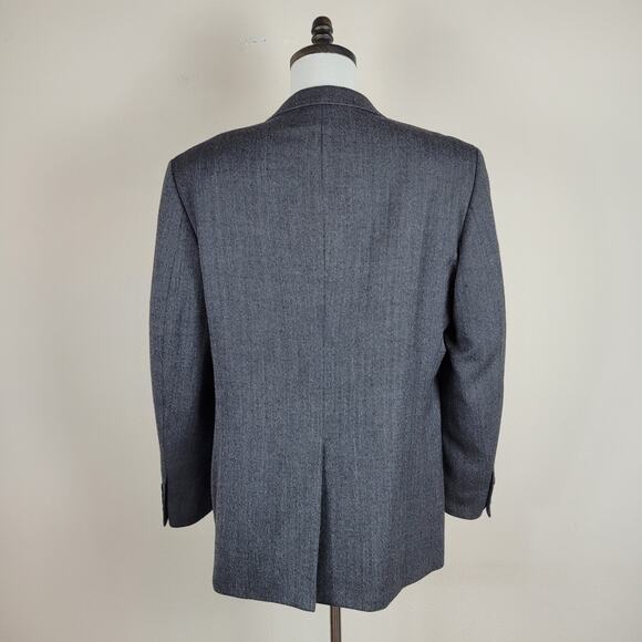 Joseph & Feiss Blazer Jacket 43R Black Gray Herringbone Lambswool Work Office - Picture 4 of 11